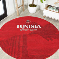 Tunisia Football Round Carpet Red Eagles of Carthage - Wonder Print Shop