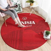 Tunisia Football Round Carpet Red Eagles of Carthage - Wonder Print Shop
