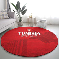 Tunisia Football Round Carpet Red Eagles of Carthage - Wonder Print Shop