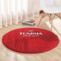 Tunisia Football Round Carpet Red Eagles of Carthage - Wonder Print Shop