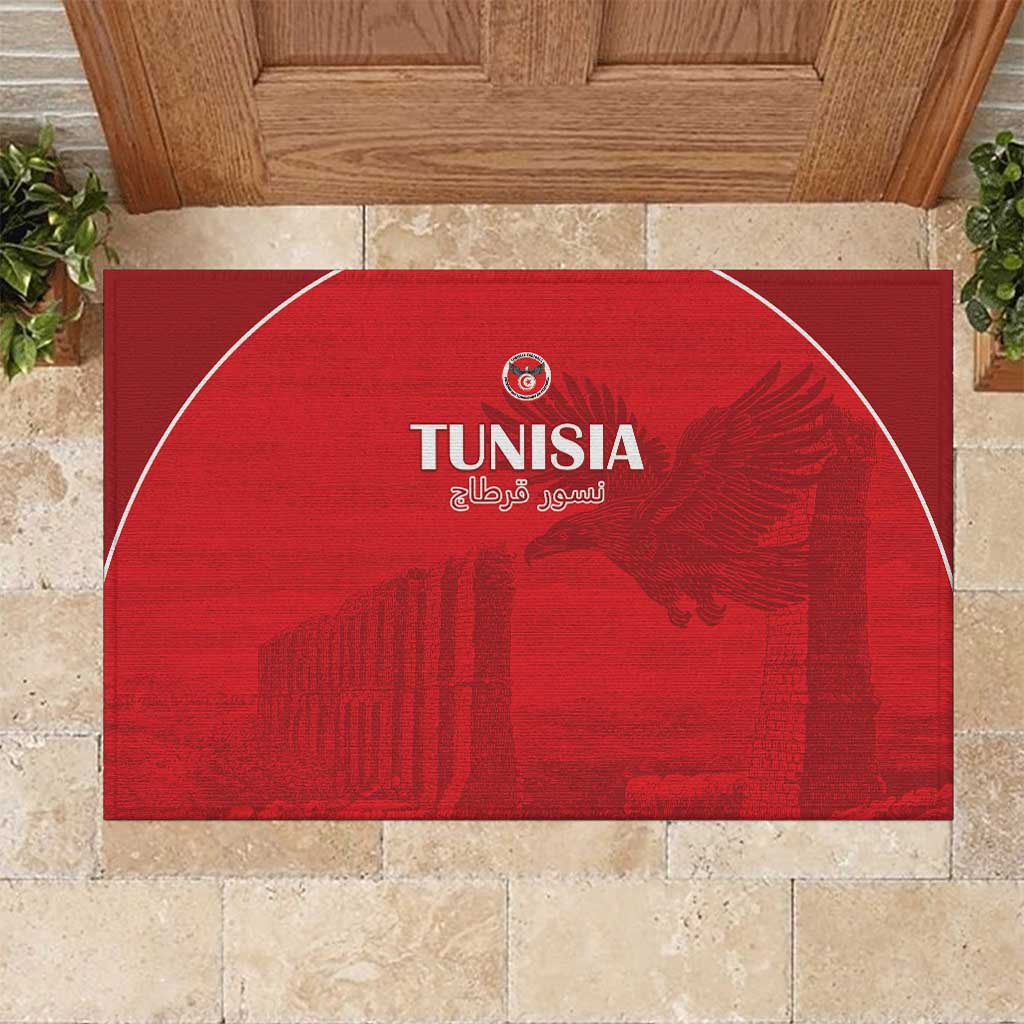 Tunisia Football Rubber Doormat Red Eagles of Carthage - Wonder Print Shop