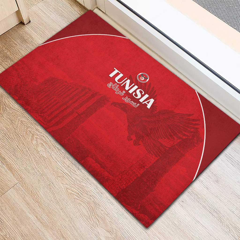 Tunisia Football Rubber Doormat Red Eagles of Carthage - Wonder Print Shop