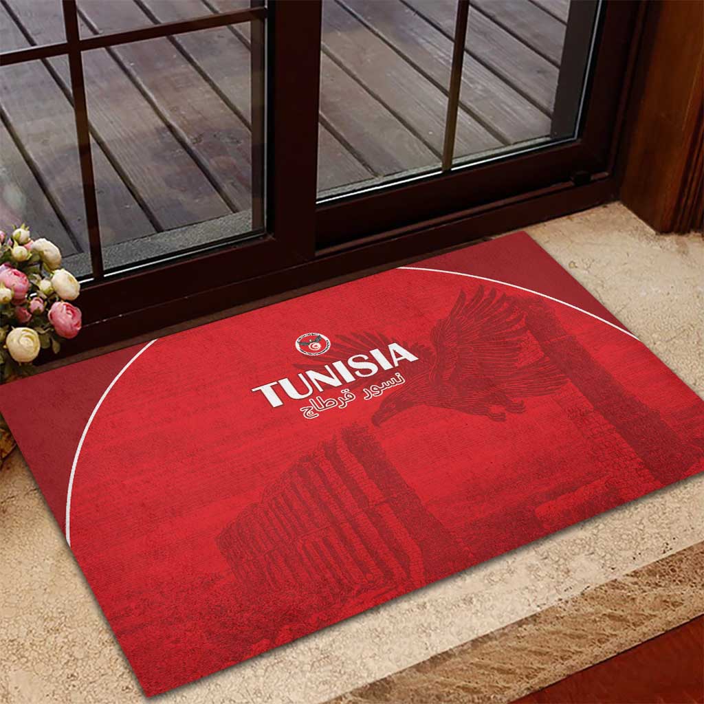 Tunisia Football Rubber Doormat Red Eagles of Carthage - Wonder Print Shop