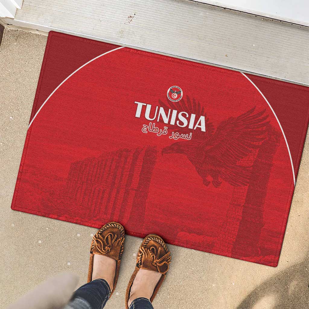 Tunisia Football Rubber Doormat Red Eagles of Carthage - Wonder Print Shop