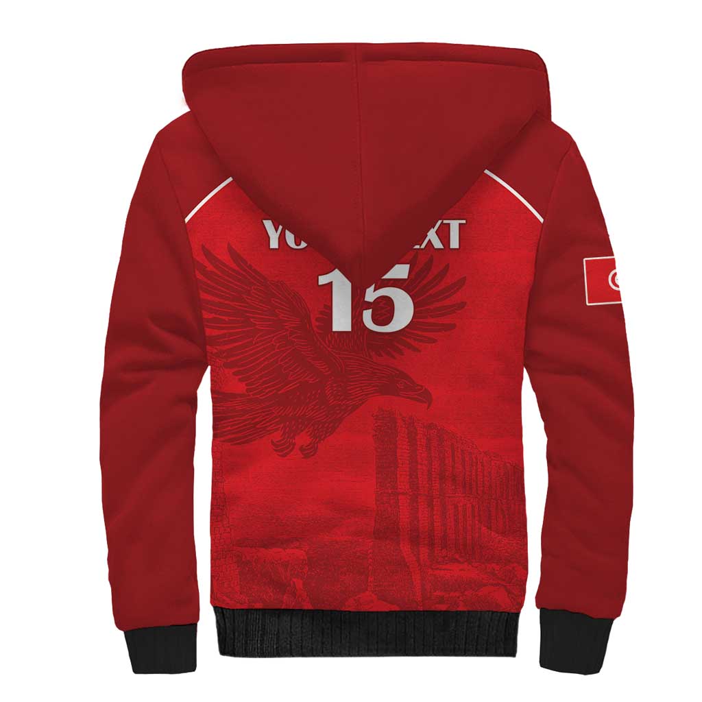 Custom Tunisia Football Sherpa Hoodie Red Eagles of Carthage - Wonder Print Shop