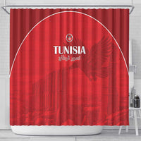Tunisia Football Shower Curtain Red Eagles of Carthage - Wonder Print Shop