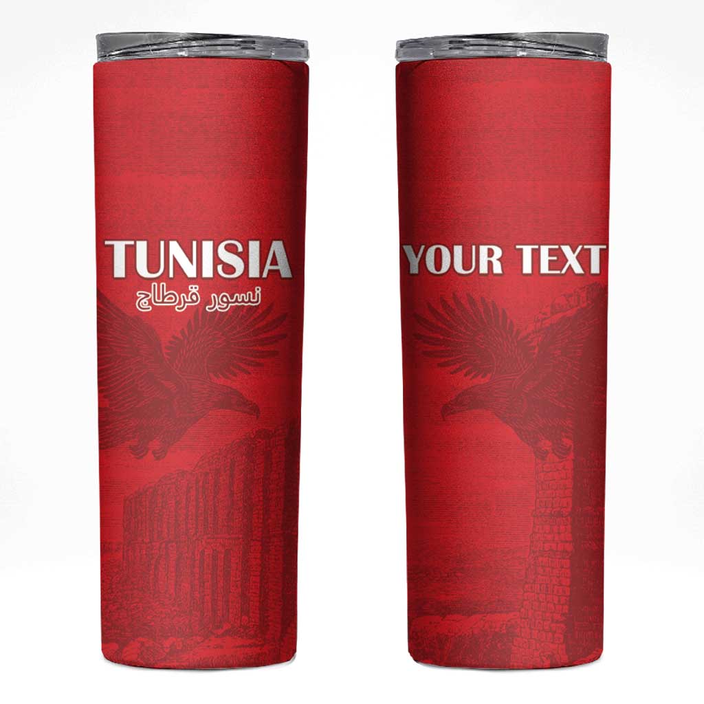 Custom Tunisia Football Skinny Tumbler Red Eagles of Carthage - Wonder Print Shop