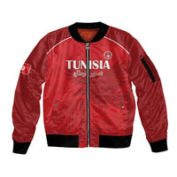 Custom Tunisia Football Sleeve Zip Bomber Jacket Red Eagles of Carthage - Wonder Print Shop