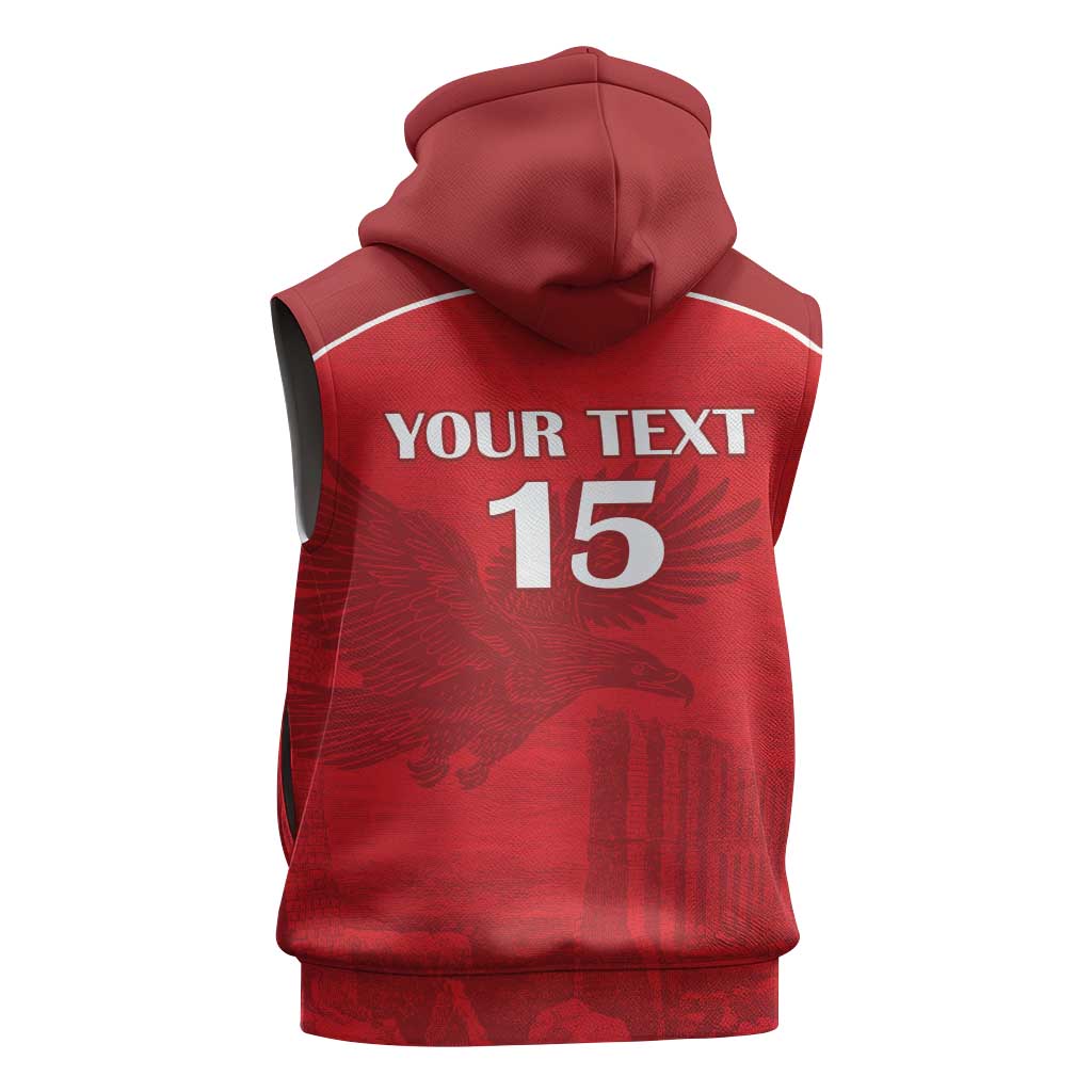 Custom Tunisia Football Sleeveless Hoodie Red Eagles of Carthage - Wonder Print Shop
