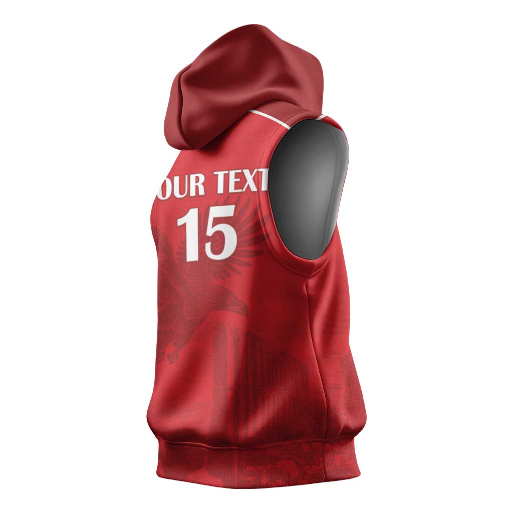 Custom Tunisia Football Sleeveless Hoodie Red Eagles of Carthage - Wonder Print Shop
