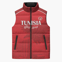 Custom Tunisia Football Sleeveless Puffer Jacket Red Eagles of Carthage - Wonder Print Shop