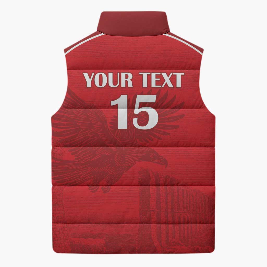 Custom Tunisia Football Sleeveless Puffer Jacket Red Eagles of Carthage - Wonder Print Shop