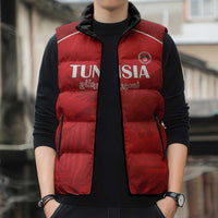 Custom Tunisia Football Sleeveless Puffer Jacket Red Eagles of Carthage - Wonder Print Shop
