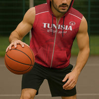 Custom Tunisia Football Sleeveless Zip Hoodie Red Eagles of Carthage - Wonder Print Shop
