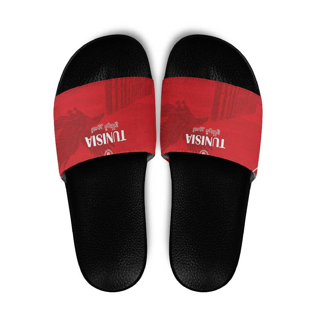 Tunisia Football Slide Sandals Red Eagles of Carthage - Wonder Print Shop