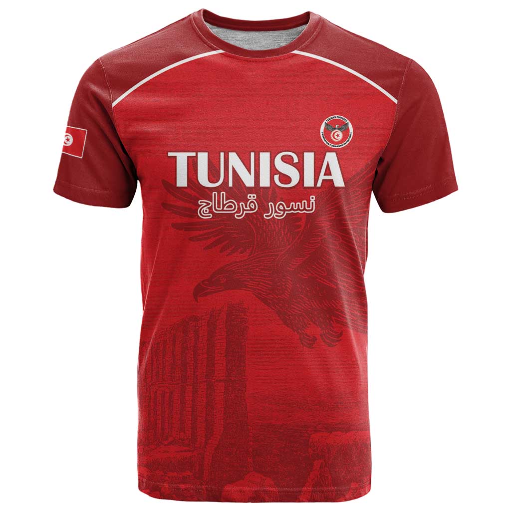 Custom Tunisia Football T Shirt Red Eagles of Carthage - Wonder Print Shop