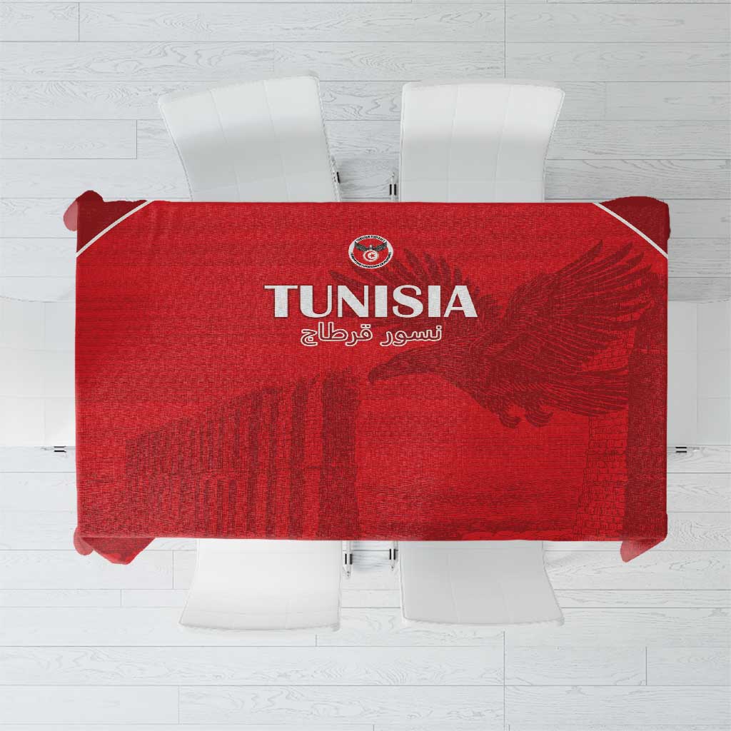 Tunisia Football Tablecloth Red Eagles of Carthage - Wonder Print Shop