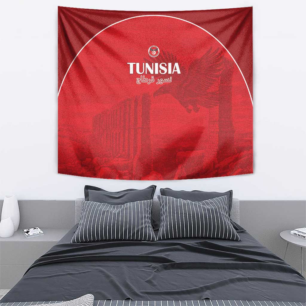 Tunisia Football Tapestry Red Eagles of Carthage - Wonder Print Shop