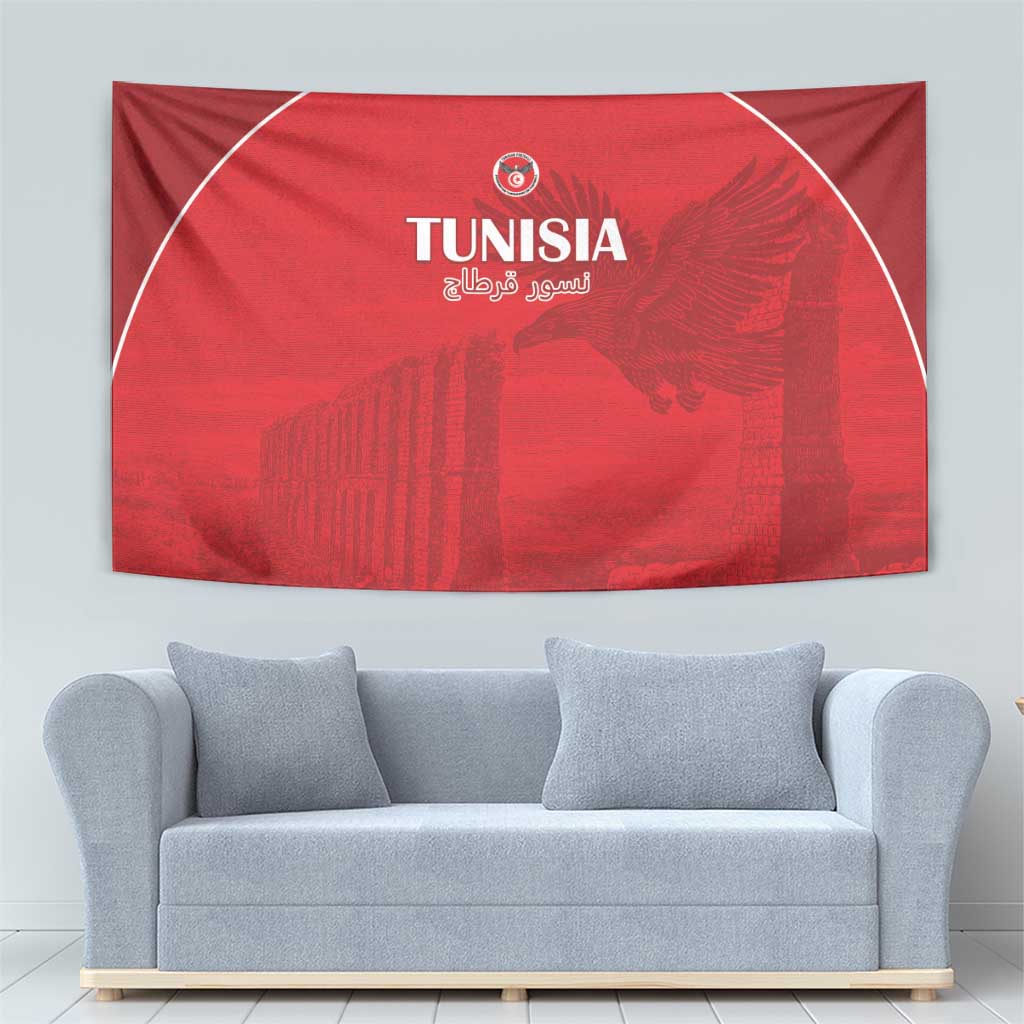 Tunisia Football Tapestry Red Eagles of Carthage - Wonder Print Shop