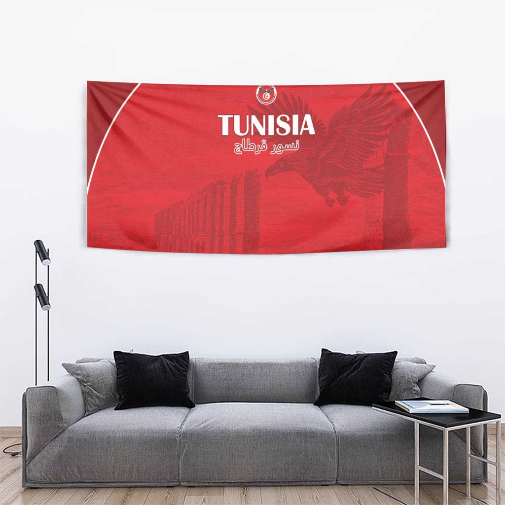 Tunisia Football Tapestry Red Eagles of Carthage - Wonder Print Shop