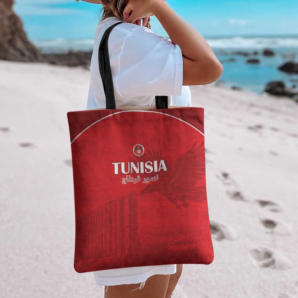 Tunisia Football Tote Bag Red Eagles of Carthage - Wonder Print Shop
