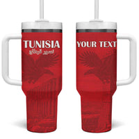 Custom Tunisia Football Tumbler With Handle Red Eagles of Carthage - Wonder Print Shop