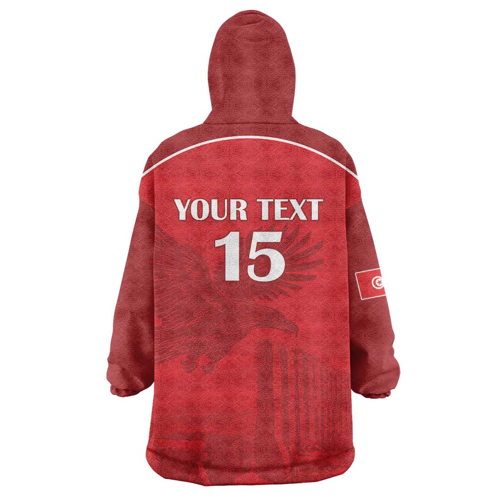 Custom Tunisia Football Wearable Blanket Hoodie Red Eagles of Carthage - Wonder Print Shop