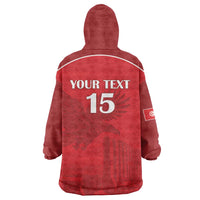 Custom Tunisia Football Wearable Blanket Hoodie Red Eagles of Carthage - Wonder Print Shop