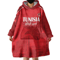 Custom Tunisia Football Wearable Blanket Hoodie Red Eagles of Carthage - Wonder Print Shop