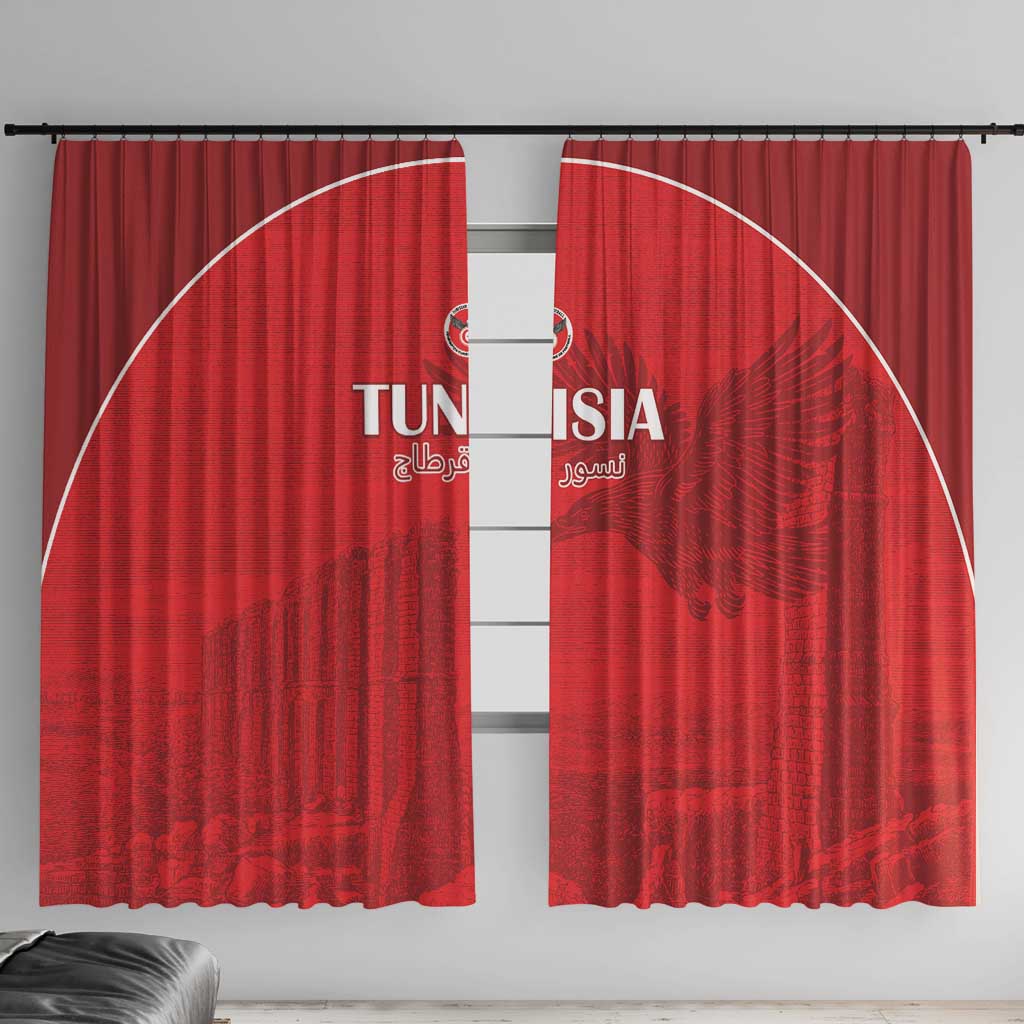 Tunisia Football Window Curtain Red Eagles of Carthage - Wonder Print Shop