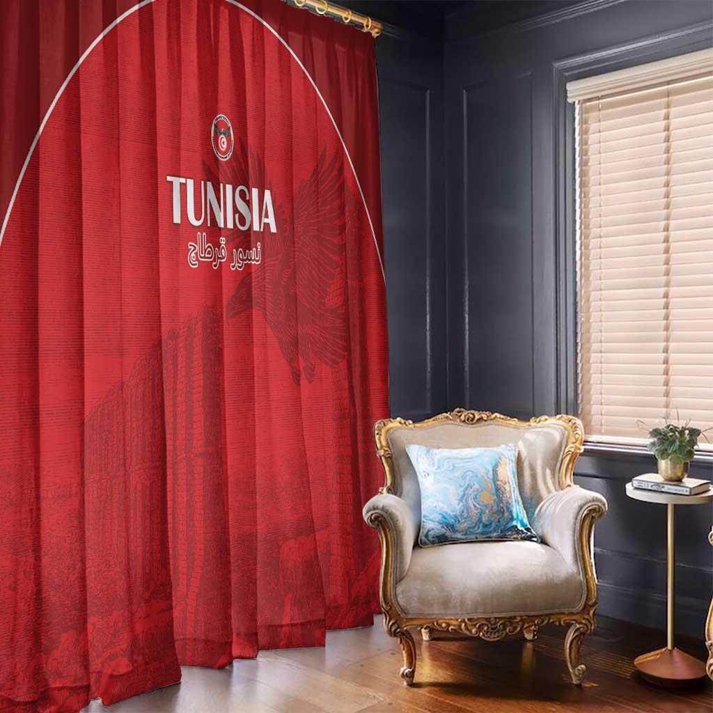 Tunisia Football Window Curtain Red Eagles of Carthage - Wonder Print Shop