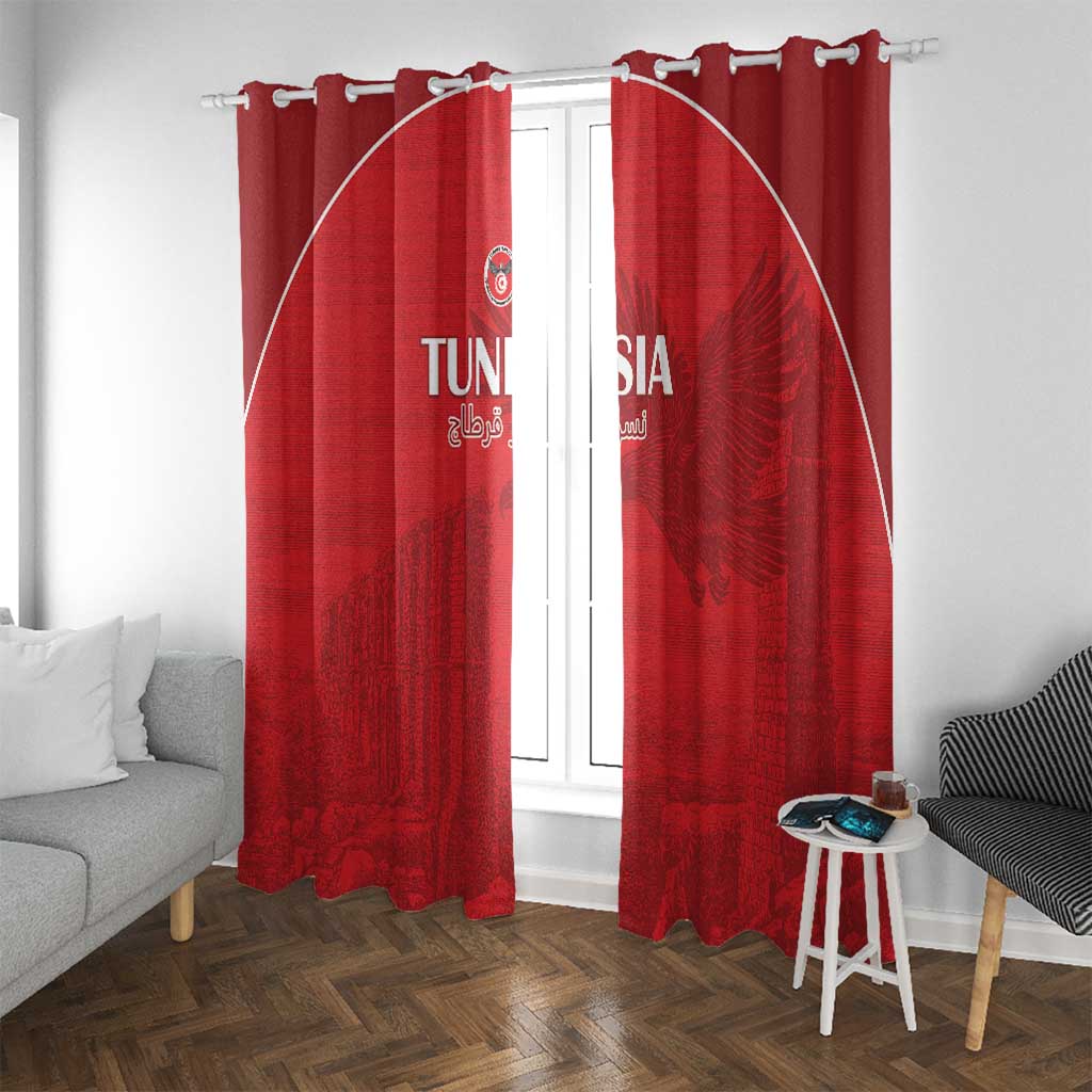 Tunisia Football Window Curtain Red Eagles of Carthage - Wonder Print Shop