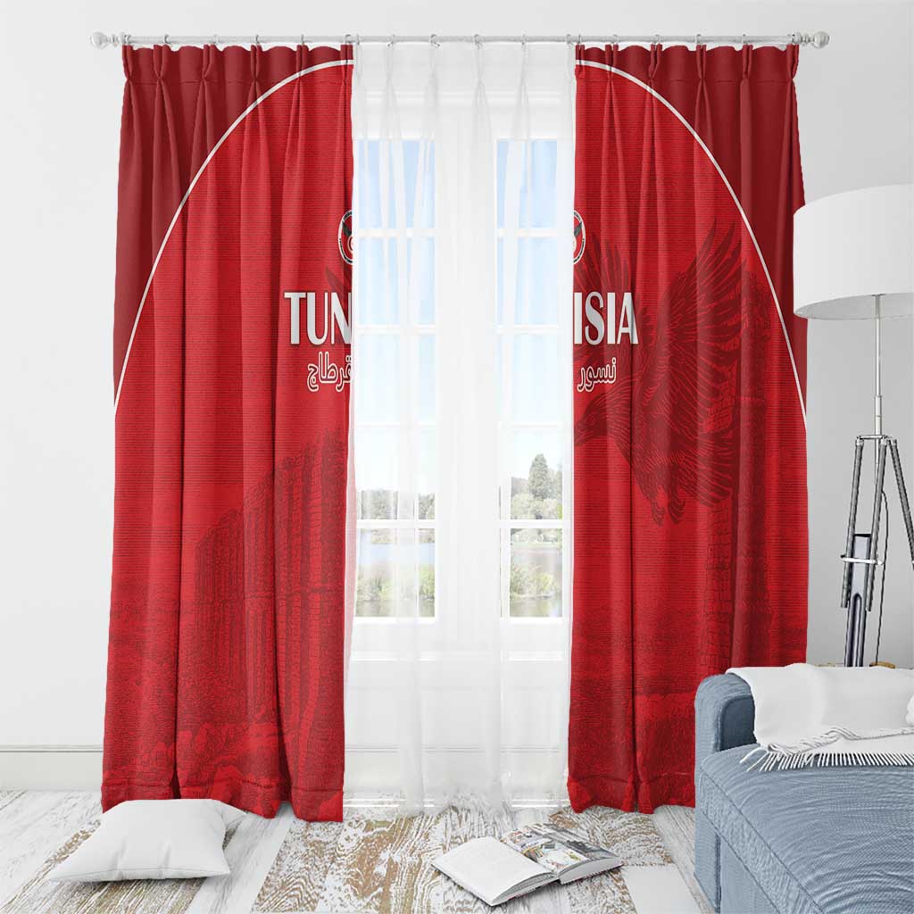 Tunisia Football Window Curtain Red Eagles of Carthage - Wonder Print Shop