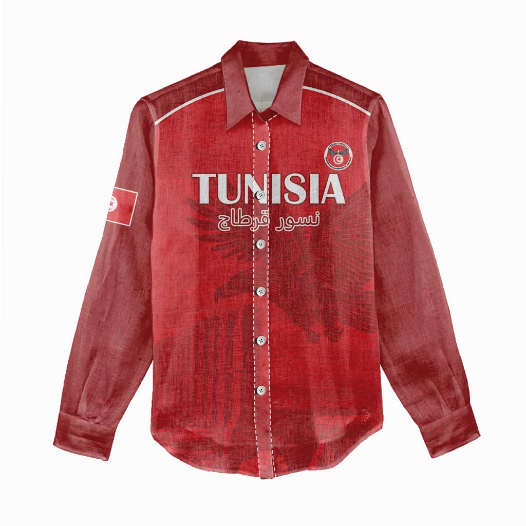 Custom Tunisia Football Women Casual Shirt Red Eagles of Carthage - Wonder Print Shop