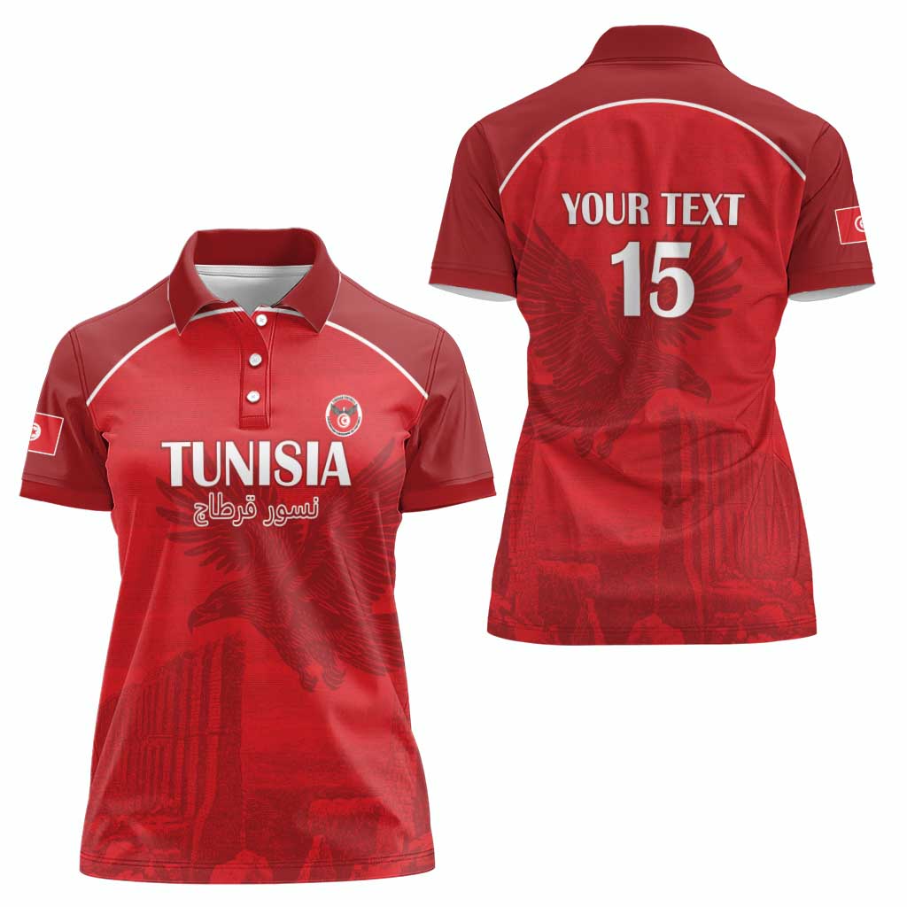 Custom Tunisia Football Women Polo Shirt Red Eagles of Carthage - Wonder Print Shop