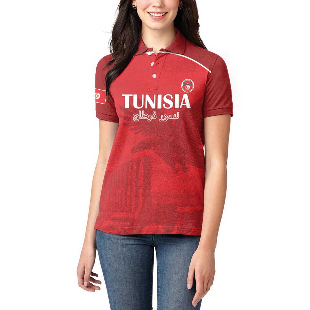 Custom Tunisia Football Women Polo Shirt Red Eagles of Carthage - Wonder Print Shop