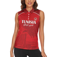 Custom Tunisia Football Women Sleeveless Polo Shirt Red Eagles of Carthage - Wonder Print Shop