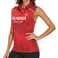Custom Tunisia Football Women Sleeveless Polo Shirt Red Eagles of Carthage - Wonder Print Shop