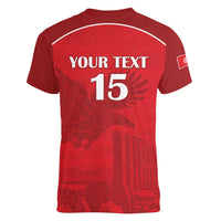 Custom Tunisia Football Women V-Neck T-Shirt Red Eagles of Carthage - Wonder Print Shop