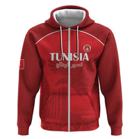 Custom Tunisia Football Zip Hoodie Red Eagles of Carthage - Wonder Print Shop