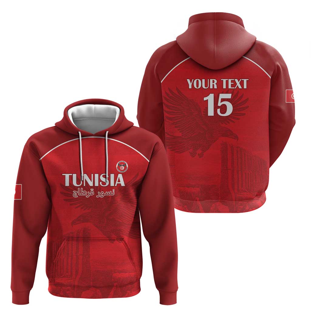 Custom Tunisia Football Zip Hoodie Red Eagles of Carthage - Wonder Print Shop
