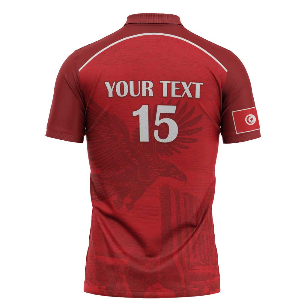 Custom Tunisia Football Zipper Polo Shirt Red Eagles of Carthage - Wonder Print Shop