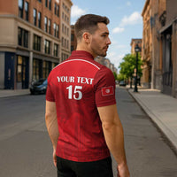 Custom Tunisia Football Zipper Polo Shirt Red Eagles of Carthage - Wonder Print Shop