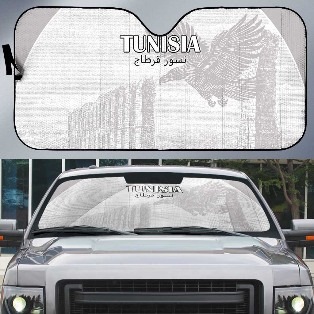 Tunisia Football Auto Sun Shade White Eagles of Carthage - Wonder Print Shop