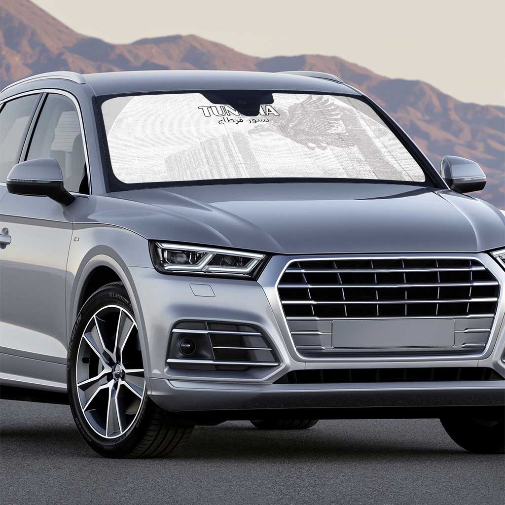 Tunisia Football Auto Sun Shade White Eagles of Carthage - Wonder Print Shop