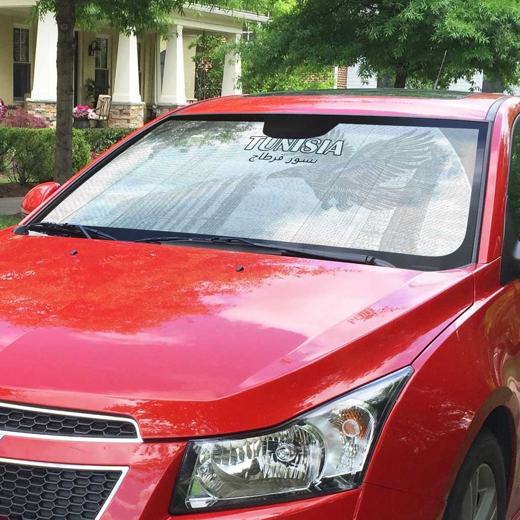 Tunisia Football Auto Sun Shade White Eagles of Carthage - Wonder Print Shop