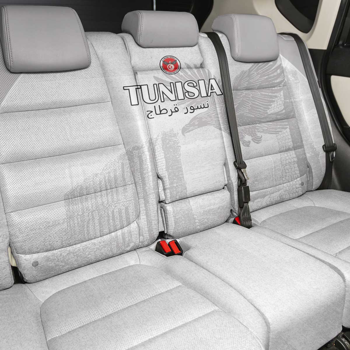 Tunisia Football Back Car Seat Cover White Eagles of Carthage - Wonder Print Shop