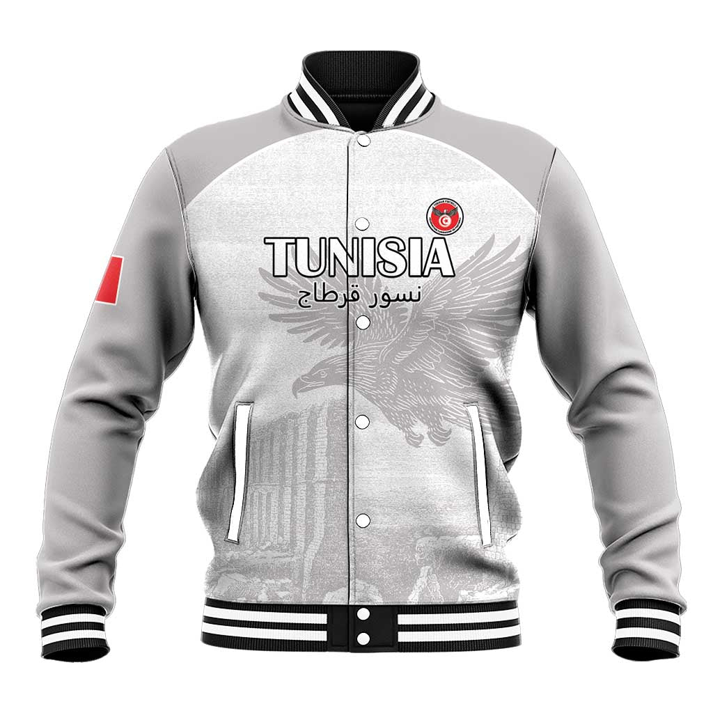 Custom Tunisia Football Baseball Jacket White Eagles of Carthage - Wonder Print Shop