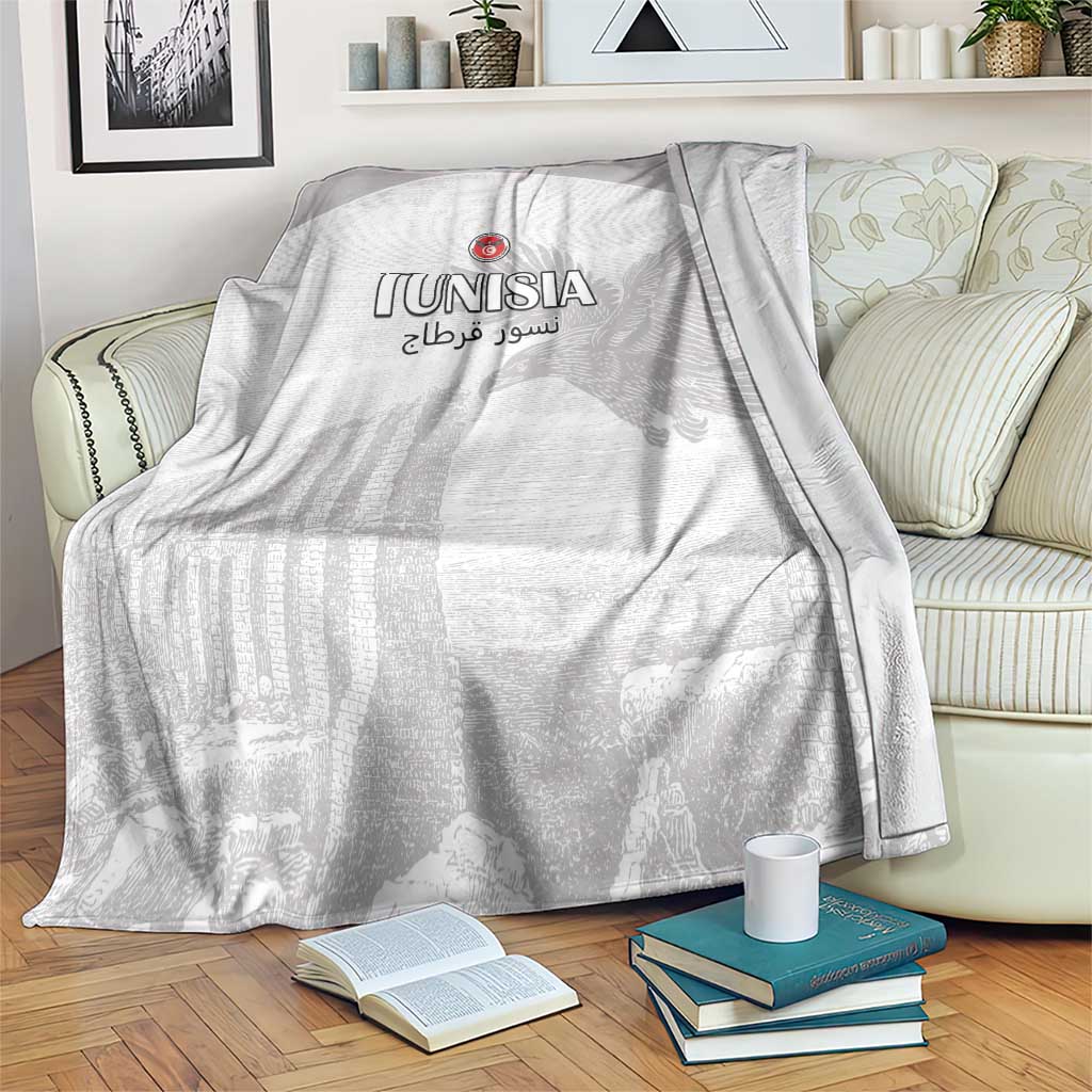 Tunisia Football Blanket White Eagles of Carthage - Wonder Print Shop