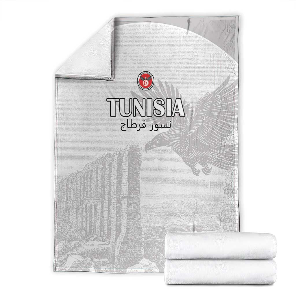 Tunisia Football Blanket White Eagles of Carthage - Wonder Print Shop